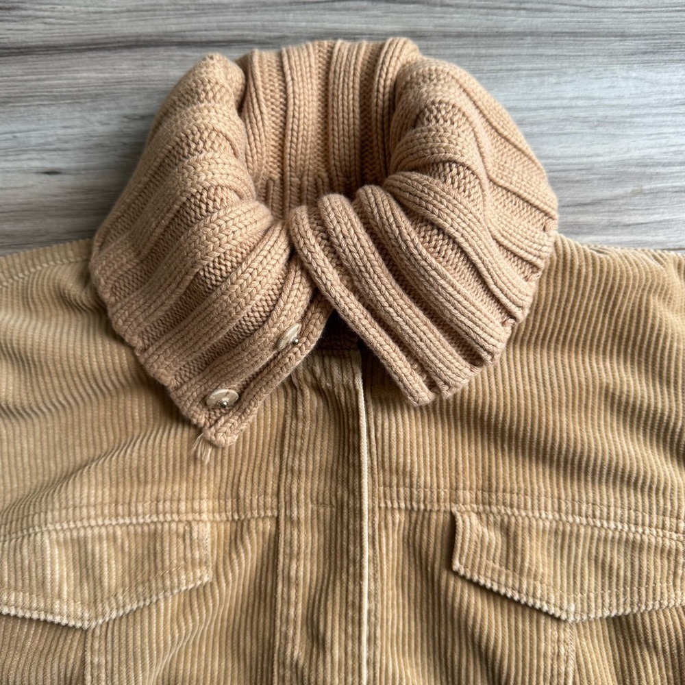 Vintage 90s J. Crew Tan Corduroy Jacket w/Knit Collar - Picture 6 of 10
